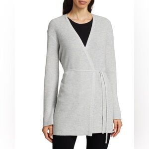 Theory Tie-front Cashmere Grey Cardigan